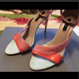 Zara gold rose and suede leather sandals